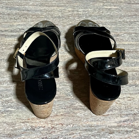 Jimmy Choo open toe strapped glossy wedge sandals - Picture 2 of 16